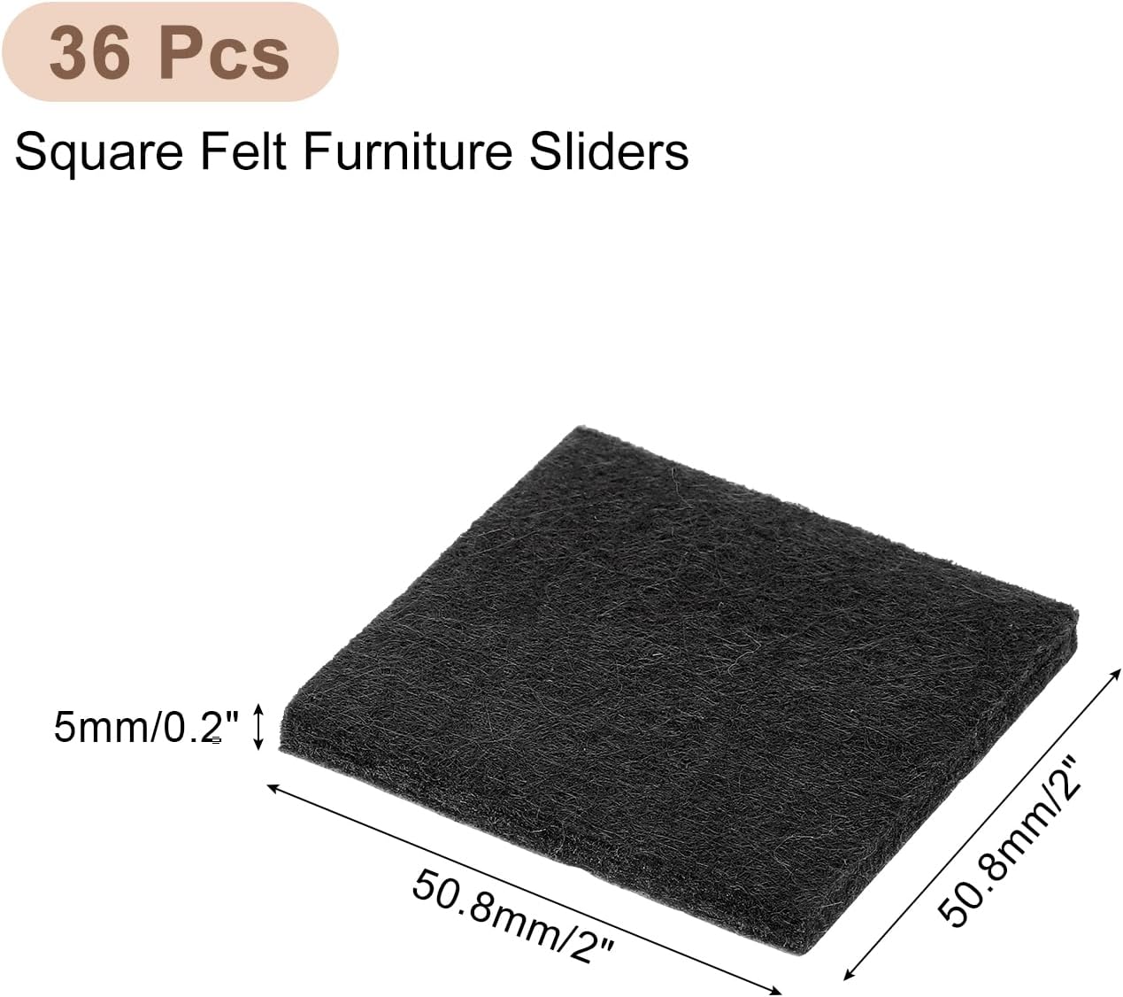 uxcell Furniture Pads, 36Pcs 1.5" - Square Self Adhesive Felt Furniture Pads, Floor Protectors for Furniture Feet Chairs Legs Hardwood Floors (Black)