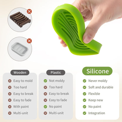 LOYATRO Bar Soap Holder for Shower Silicone Soap Dish for Bathroom Sink Soap Saver Bathtub Self Draining Soap Tray(C-Green,1)