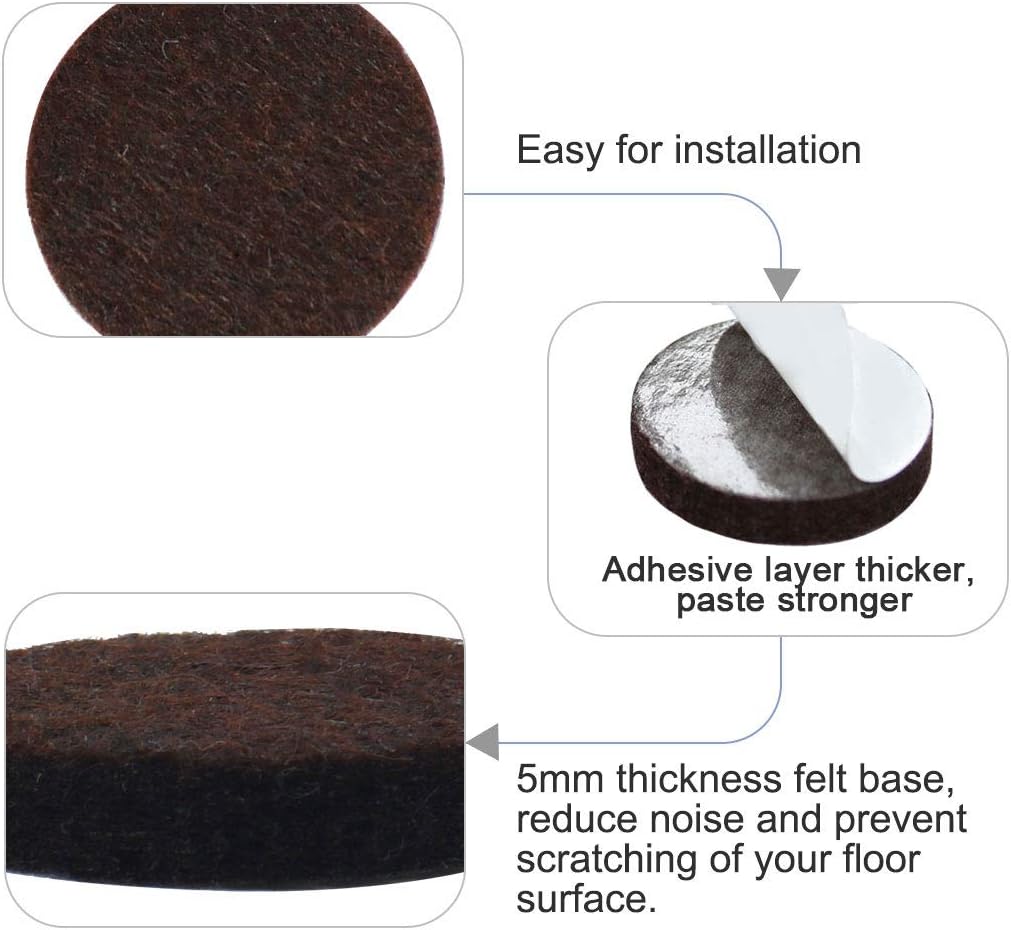 uxcell 20pcs Furniture Pads Round 1 1/4" Dia Self-Stick Non-slip Anti-scratch Felt Pads Home Floors Protector Dark Brown