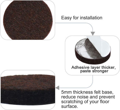 uxcell 40pcs Furniture Pads Round 1 1/8" Self-stick Non-slip Anti-scratch Felt Pads Floors Protector Dark Brown