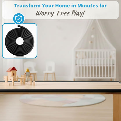 Edge Protector for Baby, Desk Edge Cushion, Black, 6.56ft | Waterproof Foam Cushion with Adhesive Tape, Soft Furniture Edge Bumper Guards, Baby Proofing Corners and Edges