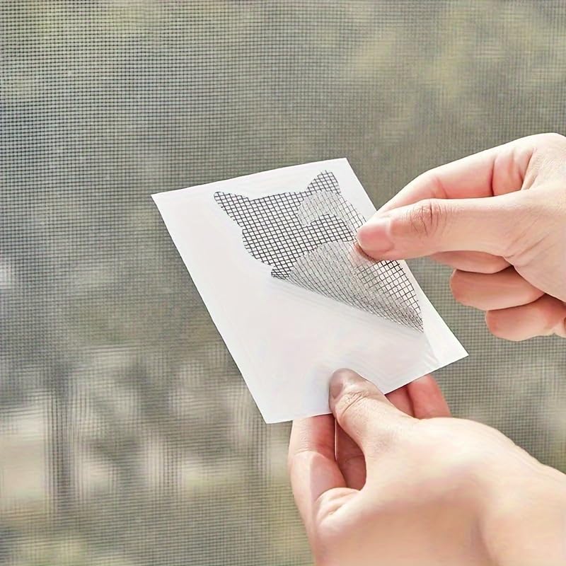 10pcs Animal Shaped Window Screen Repair Patches, Adorable Door Mesh Tape, Waterproof Mosquito-Proof Self-Adhesive Patch for Tears Holes, Home Decor Protection(10PCS Cat)