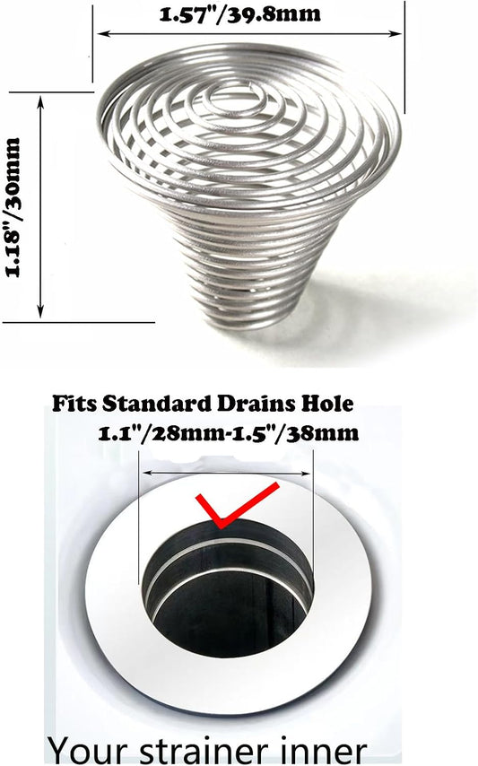 Hair Catcher，Drain Mesh Basket, Bathroom Sink Drain Strainers, for Laundry, Mop Pool, Utility, Slop, RV Sink, Stainless Steel Drain Filter。Fit Hole Size from 1.1" to 1.5"(2Pack)