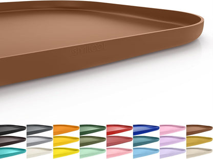 SMILOOL Silicone Pet Food Mat with Raised Edge for Food and Water Bowl, Dog Feeding Mats, Cat Food Trays for Floor Waterproof, Rubber Tray for Dogs and Cats, 19 x 12 x 0.7 Black