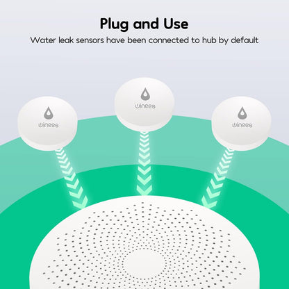 Winees WiFi Water Leak Detector for Home, 3 Pack Water Sensors with 100dB Adjustable Alarm, Leak Alert Email&SMS Notification, 200M Transmission for Basement, Bathroom, Laundry, IFTTT, 2.4G WiFi Only