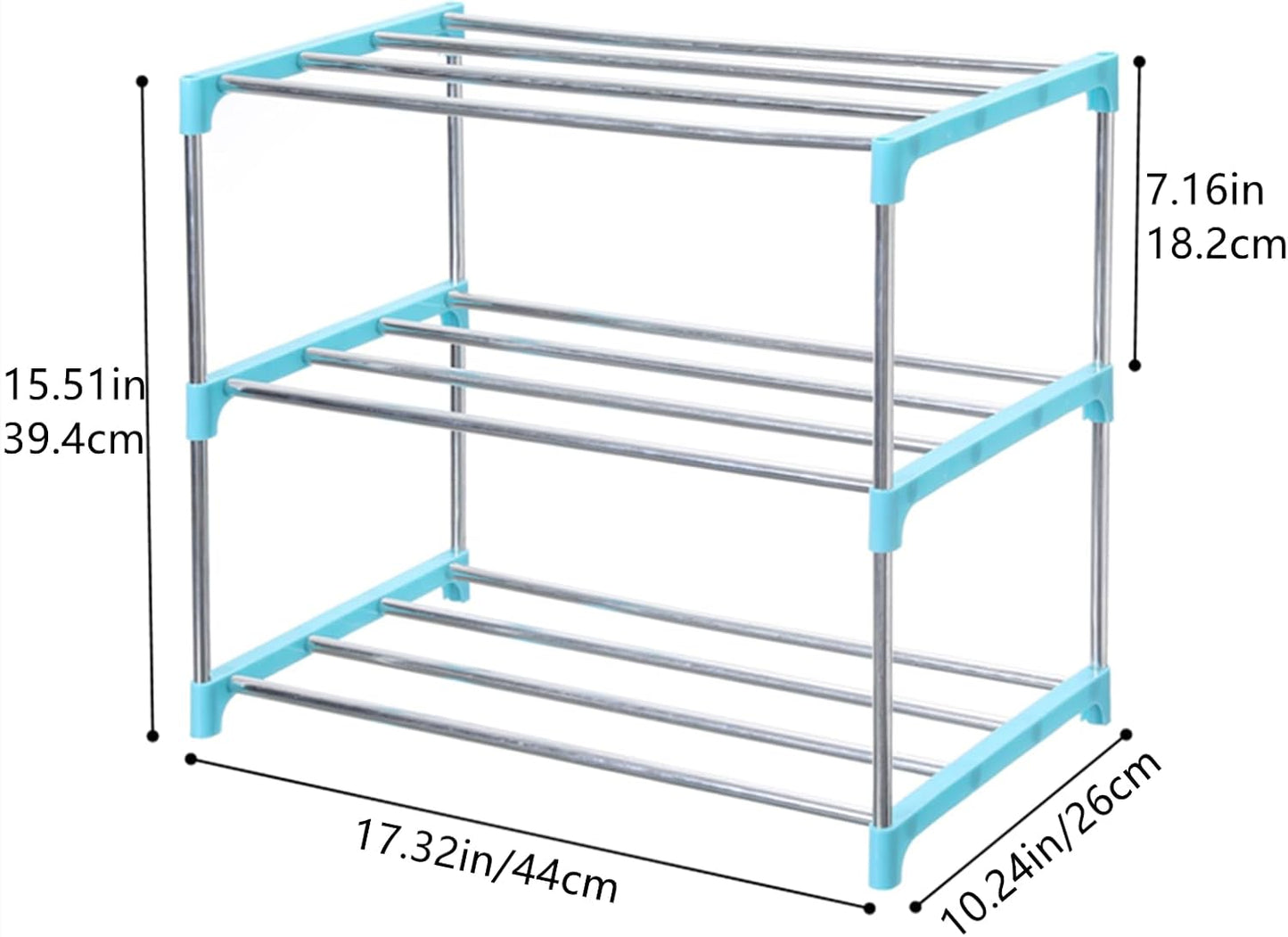 Jucaifu Stackable Small Shoe Rack, Entryway, Hallway and Closet Space Saving Storage and Organization (3-Tier, White)