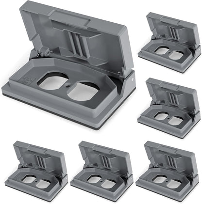 ELEGRP Horizontal Outdoor Cover for Duplex Receptacles, 2-Hole Weatherproof Wall Plate, Outdoor Electrical Outlet Cover, Standard Size 1-Gang 4.55” x 3.02”, Thermoplastic, 1 Pack, Grey