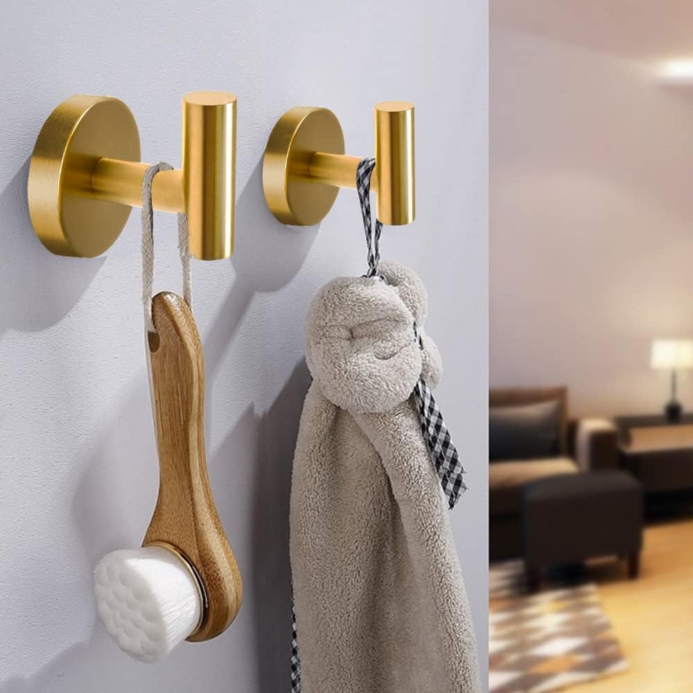 Vuzvuv Adhesive Hooks White SUS304 Stainless Steel - Self Adhesive Heavy Duty Waterproof Wall Hooks for Towel, Coat, Robe in Bathrooms Kitchen Hotel (2-Pack)