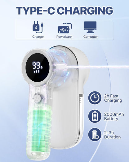 Lint Remover with LED Light, Rechargeable Fabric Shaver,3 Extra Blades | 3-Speeds Sweater Shaver with LED Display, Lint Remover for Clothes & Furniture, Type-C Cable, Birthday Gifts for Women
