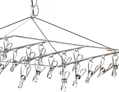 Stainless Steel Sock Drying Rack, Multi Clip Clothes Drying Rack Underwear Hanger Sweater Drying Rack Sock Clips Hang Dry Clothes Rack for Socks, Underwear (No Loop Round)
