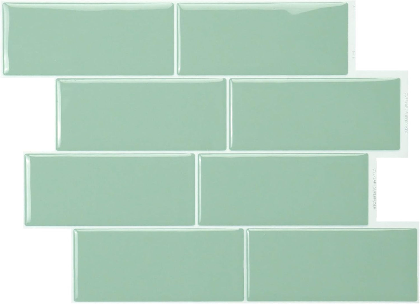 Smart Tiles Peel and Stick backsplash, Subway Teal Green, 11.55"x8.38" | Pack of 5 (2.8 sq ft), Glossy, Heat/Moisture Resistant, Low VOC, Kitchen/Bathroom, Renter Friendly, Made in Canada