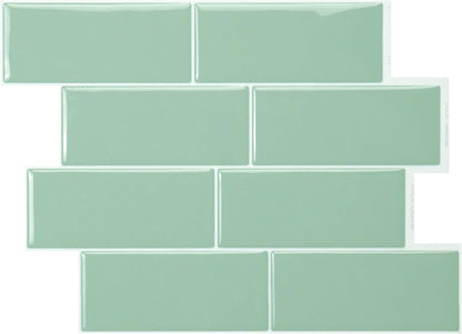 Smart Tiles Peel and Stick backsplash, Subway Teal Green, 11.55"x8.38" | Pack of 5 (2.8 sq ft), Glossy, Heat/Moisture Resistant, Low VOC, Kitchen/Bathroom, Renter Friendly, Made in Canada