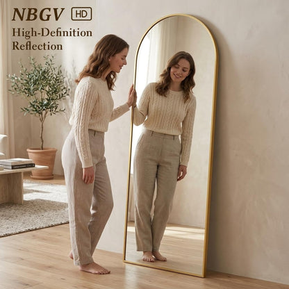 59"x16" Floor Mirror Full Length, Arched Full Length Mirror with Stand, Full Body Mirrors for Bedroom Living Room or Cloakroom Gold