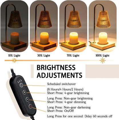 Marycele Vintage Candle Warmer Lamp with Timer Dimmer, Adjustable Height | Vintage farmhouse style with 2 bulbs, adjustable height, timer and dimmer for flameless fragrance in bedroom or home gifts