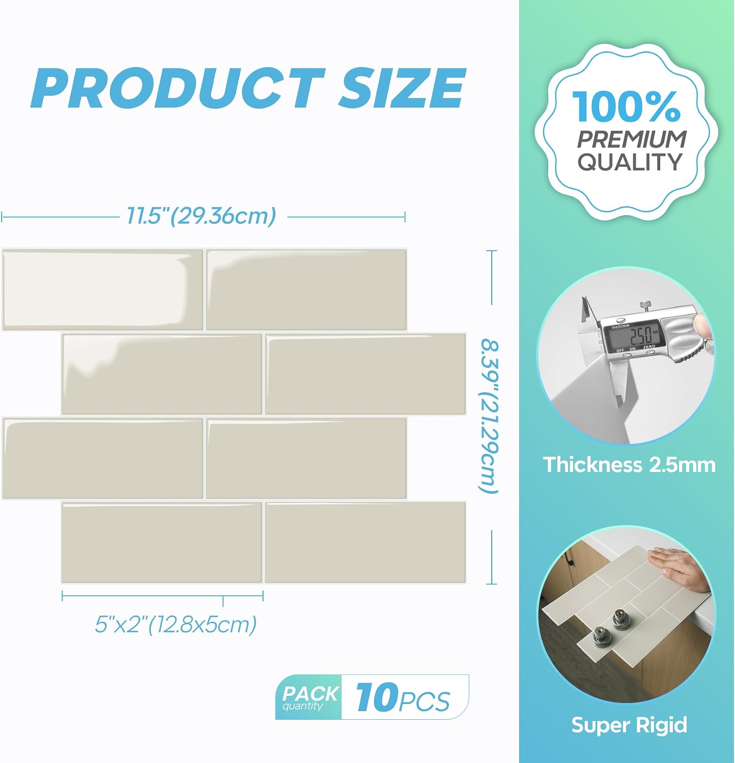 STICKGOO 10 Sheets Subway Tile Peel and Stick Backsplash, Extra Thick 3D Wall Tiles with Commercial-Grade Adhesive for Kitchen, Bathroom, Laundry Room,11.56"x8.38"(White)