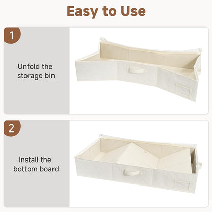 StorageWorks Large Under Bed Storage Containers with Handles and Label Holder, 2 Pack Ultra-thick Fabric Underbed Bins, Closet Organizer for Clothes, Blankets, Sweater