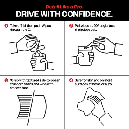 Malco Duplex Heavy Duty Cleaning Wipes for Home and Auto - Dual Sided Textured, Wet Wipe/Removes Grease, Tar, Paint, Oil, Dirt/No Residue/Safe for Hands/Made in USA (130 Wipes)