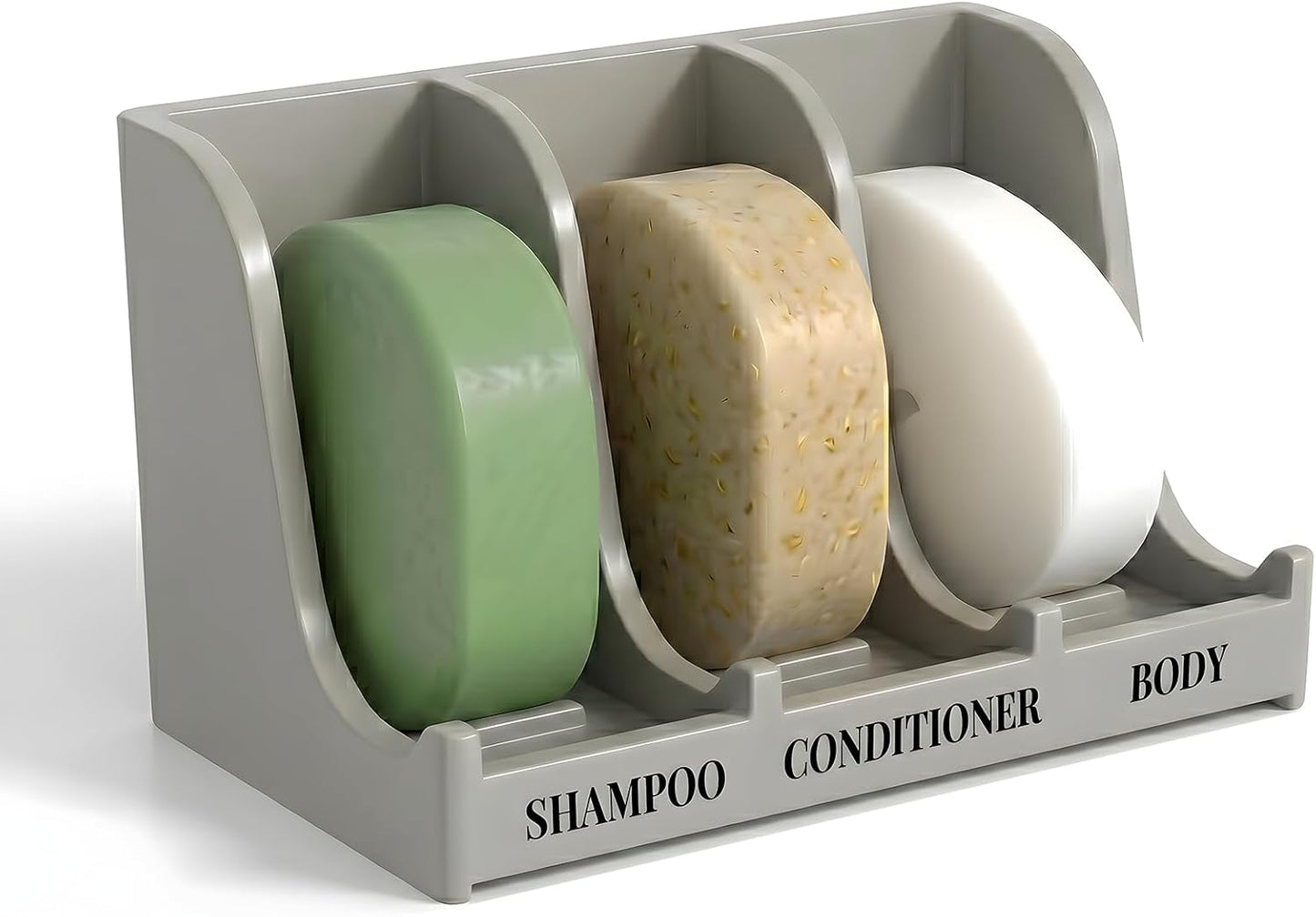 Soap Holder for Shower Wall, 3-Compartment Soap Dish for Shampoo, Conditioner and Body Soap, Fast Draining & Rust-Proof & Heavy Duty, Ultra-Strong Adhesive for Long-Term Bathroom Use & Freestanding