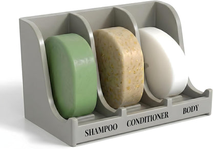 Soap Holder for Shower Wall, 3-Compartment Soap Dish for Shampoo, Conditioner and Body Soap, Fast Draining & Rust-Proof & Heavy Duty, Ultra-Strong Adhesive for Long-Term Bathroom Use & Freestanding
