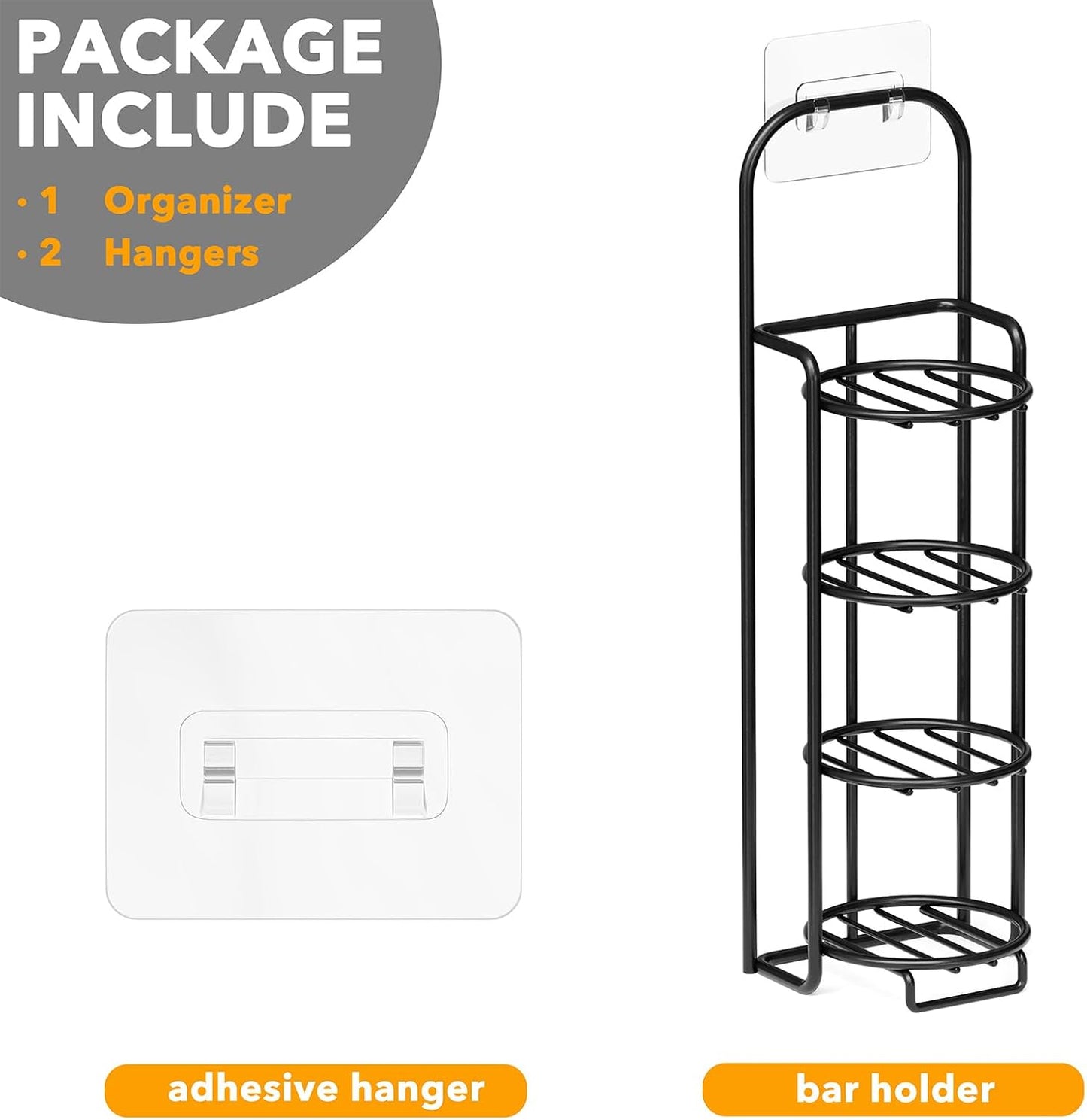 SpaceAid 4 Tier Shampoo Bar Holder for Shower, Self Draining Soap Bar Holders Caddy for Bathroom Wall and Kitchen Sink, Shampoo Bar Dish Rack, Stainless Steel Bar Soap Holder (Black)