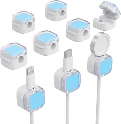 6-Pack Glow in The Dark Magnetic Cable Clips for Desk, Car | Self-Adhesive, Cord Organizer, Wire Holder, for Nightstand, Under Desk, Car, Wall, Home & Office