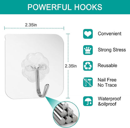 30 Pack Wall Heavy Duty 13lb(Max) Self Adhesive Hooks Waterproof Oilproof Hanging Hooks for Bathroom Shower Kitchen Office Outdoor Home Improvement Utility Hook