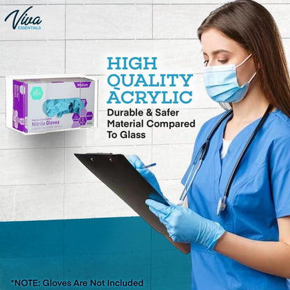 AdirMed VivaEssentials Double Glove Box Holder, Wall Mount or Free Standing Black Acrylic Glove Holder