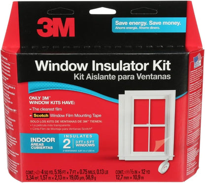 3M Indoor Window Insulation, Insulator Kit for 3 Windows 3ft x 5ft, Keeps Cold Air Out and Warm Air In, Includes Heat Shrink Window Film and Scotch Window Film Mounting Tape (2130W-6)