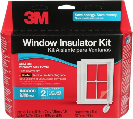 3M Indoor Window Insulation, Insulator Kit for 3 Windows 3ft x 5ft, Keeps Cold Air Out and Warm Air In, Includes Heat Shrink Window Film and Scotch Window Film Mounting Tape (2130W-6)