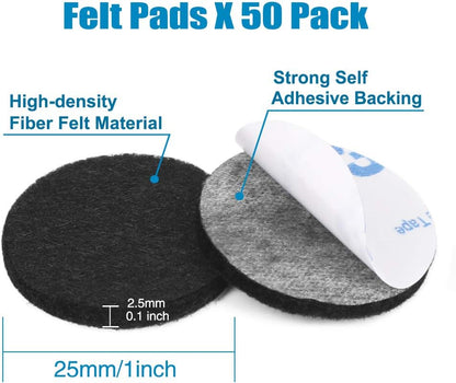 Felt Pads,50 Pieces Furniture Pads Self Adhesive Round Furniture Feet Protectors for Hardwood & Laminate Flooring(Black)