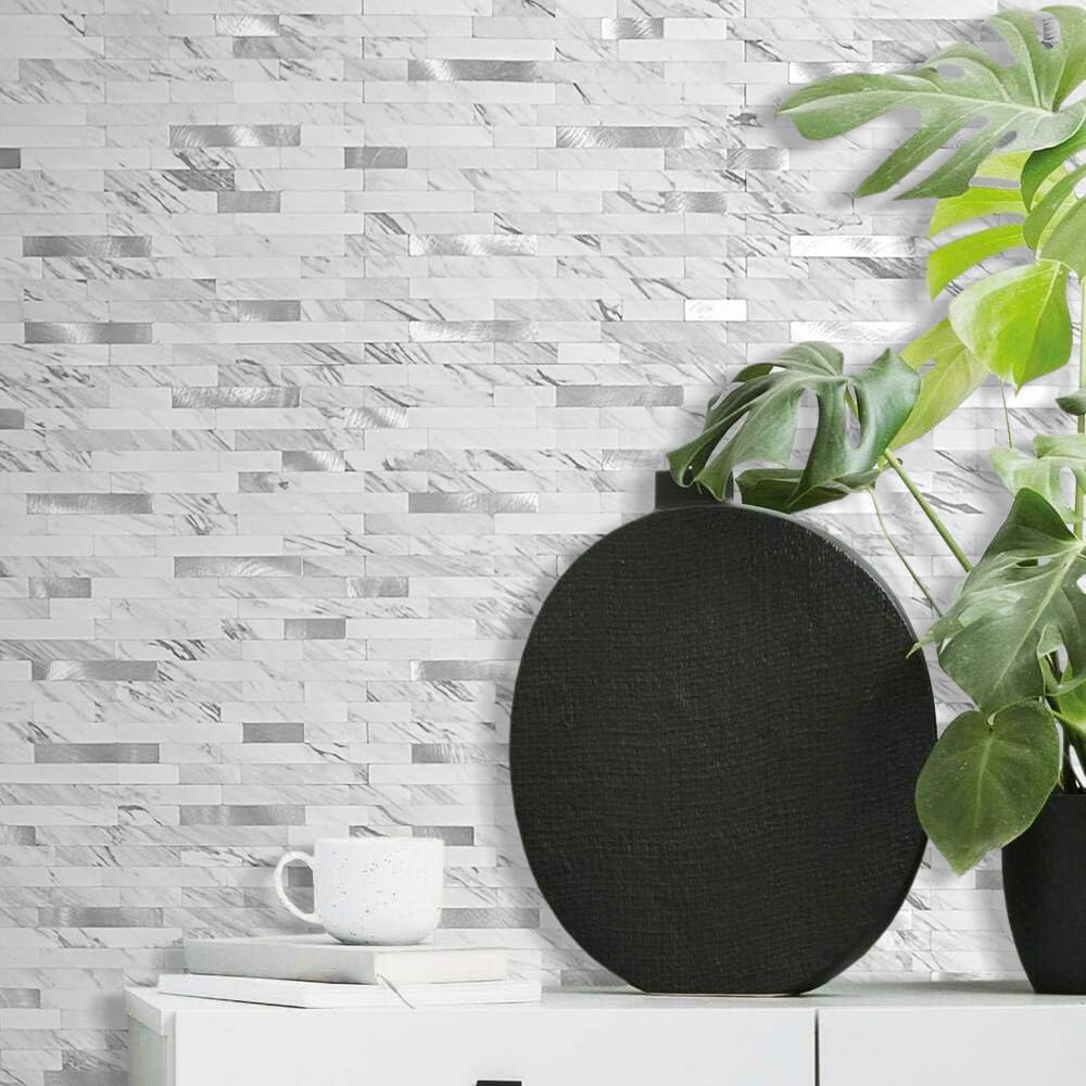 DICOFUN 10-Sheet Peel and Stick Backsplash Wall Tile, PVC Kitchen Backsplash Peel and Stick in Sandstone, 9.4 sq.ft
