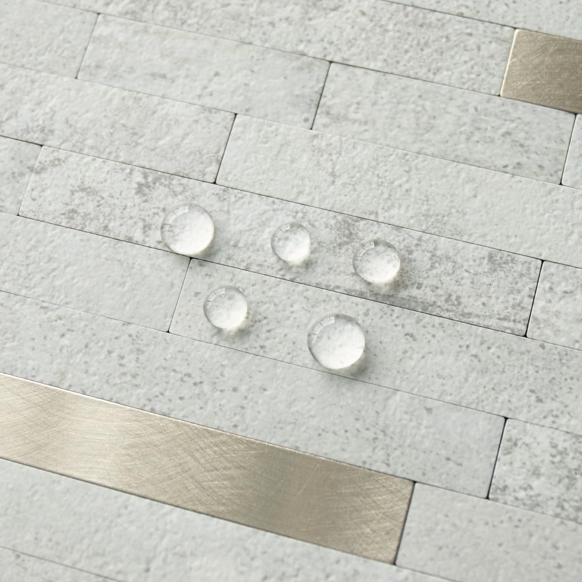 AULIGET 20 Sheets Peel and Stick Backsplash, Black & Grey Wood Look PVC Mixed Metal Stick on Backsplash Tiles for Kitchen