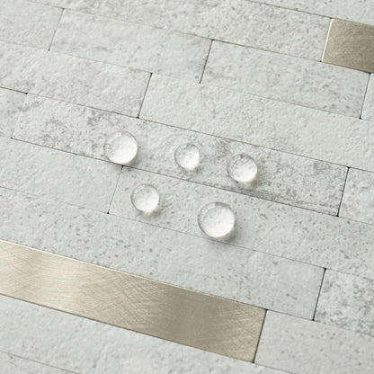 AULIGET 20 Sheets Peel and Stick Backsplash, Black & Grey Wood Look PVC Mixed Metal Stick on Backsplash Tiles for Kitchen