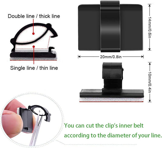 100pcs Self with 3M Adhesive Cable Clips Wire Holders Cord Organizer Cable Clamp Management Sticky for Office Home Car Desk Tables PC Laptop TV Wall, Black
