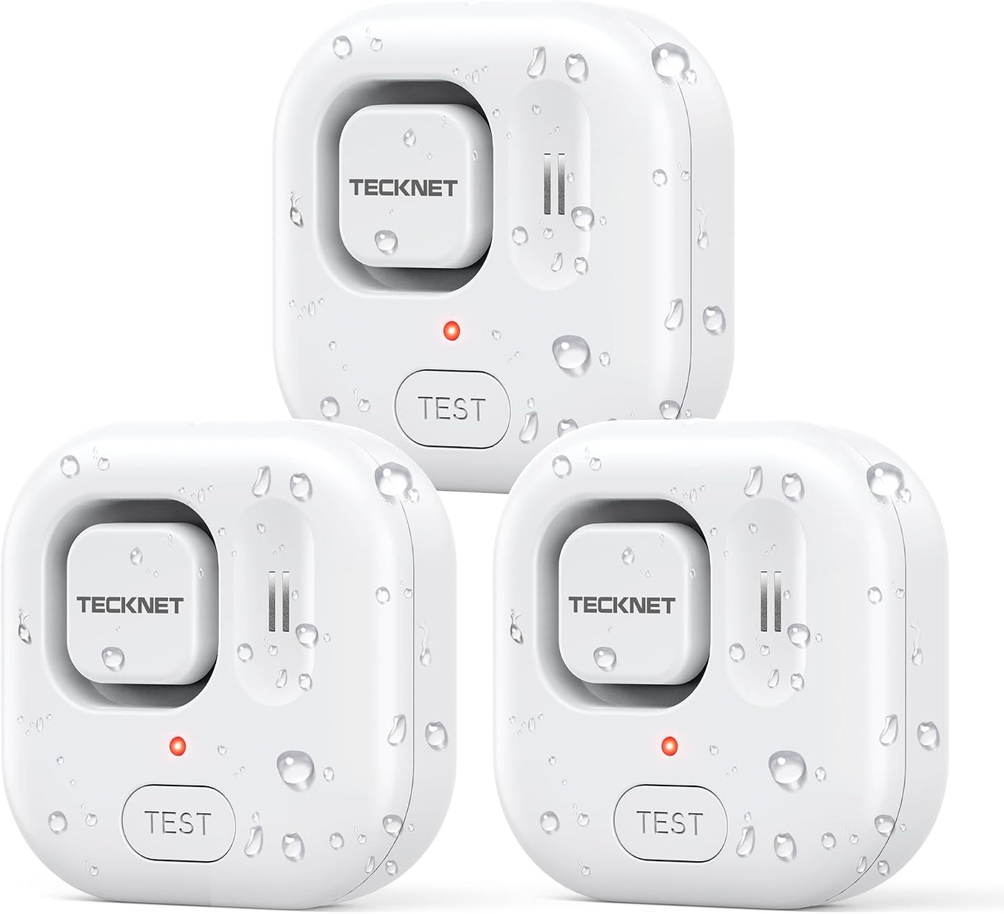 TECKNET Water Leak Detectors for Home, 120dB Water Sensor Alarm Leak Detector, IP66 Waterproof, Water Leak Detectors for Bathroom, Sink, Laundry, Window, Basements, Kitchens(3 Pack, Battery Included)
