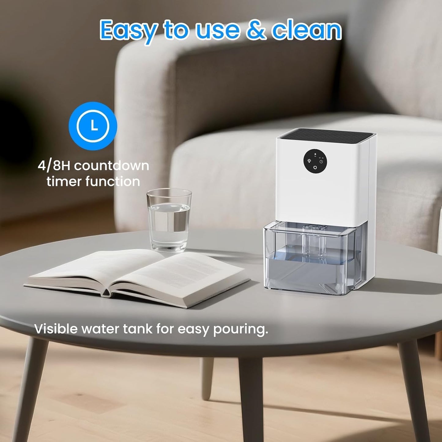 Dehumidifier, 1500ML (50 OZ) Small Dehumidifier for Home (300 Sq. Ft), Quiet with Auto Shut Off, for Bedroom, RV, Closet