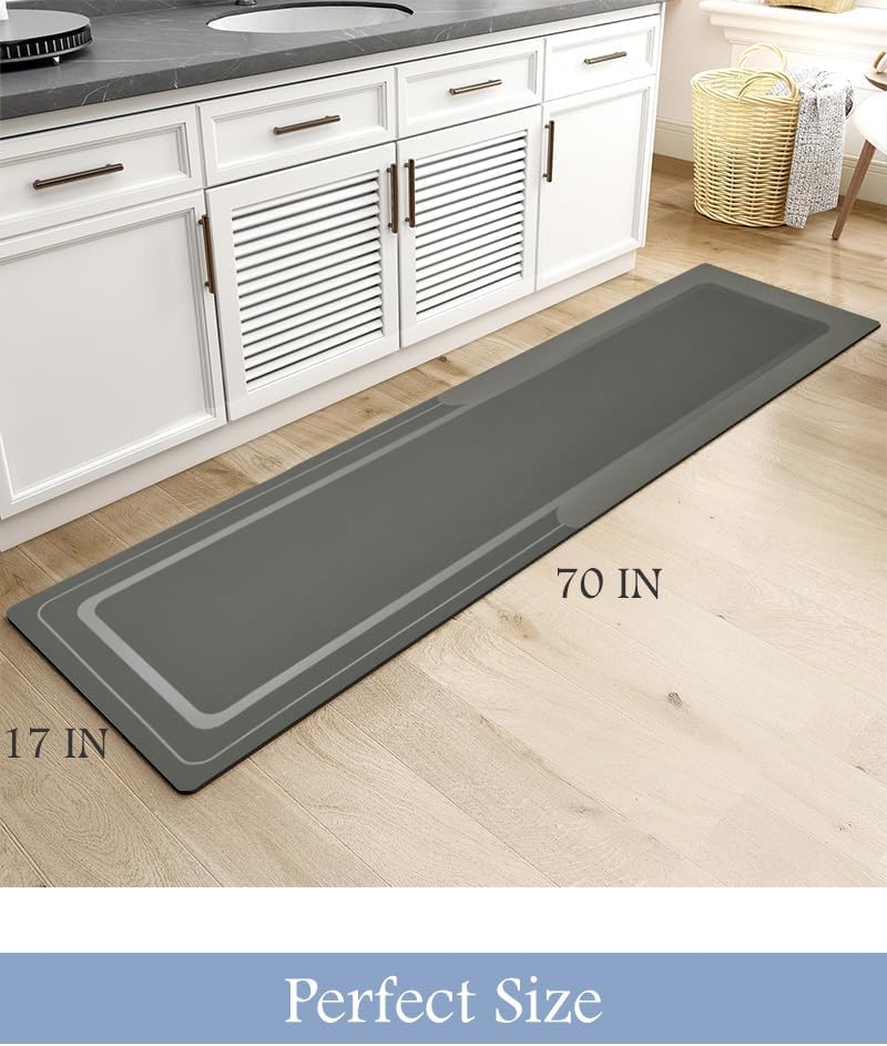 MontVoo-Bath Mat-Bathroom Mat Rug Non Slip Super Absorbent Stain Resistant Quick Dry Thin Bath Rug-Bath Mats for Bathroom Floor Bathtub Vanity-Bathmat Bath Rug Easy Care-17"x27" Grey
