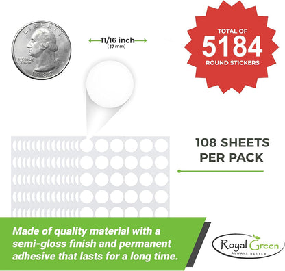 Royal Green Dot Sticker 11/16" Inch (17mm) Colored Labels in Purple - 2400 Pack - Colors A
