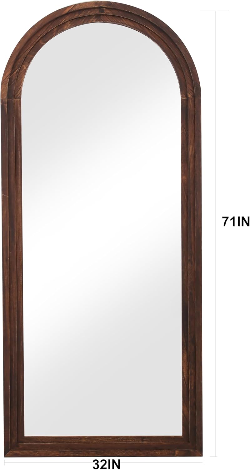 Otlsh Full Length Mirror, Wood Frame, Standing Mirror, Wall Mirror-Walnut