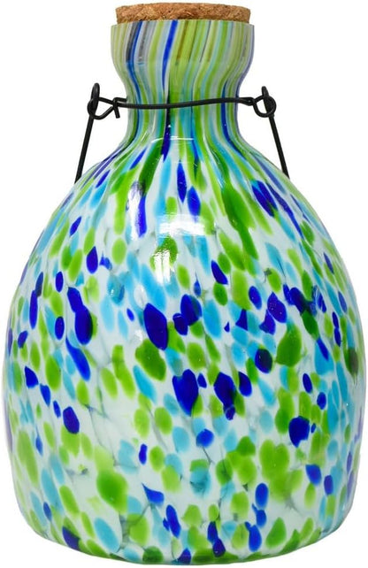 Blue and White Hanging Glass Wasp Trap for Outside