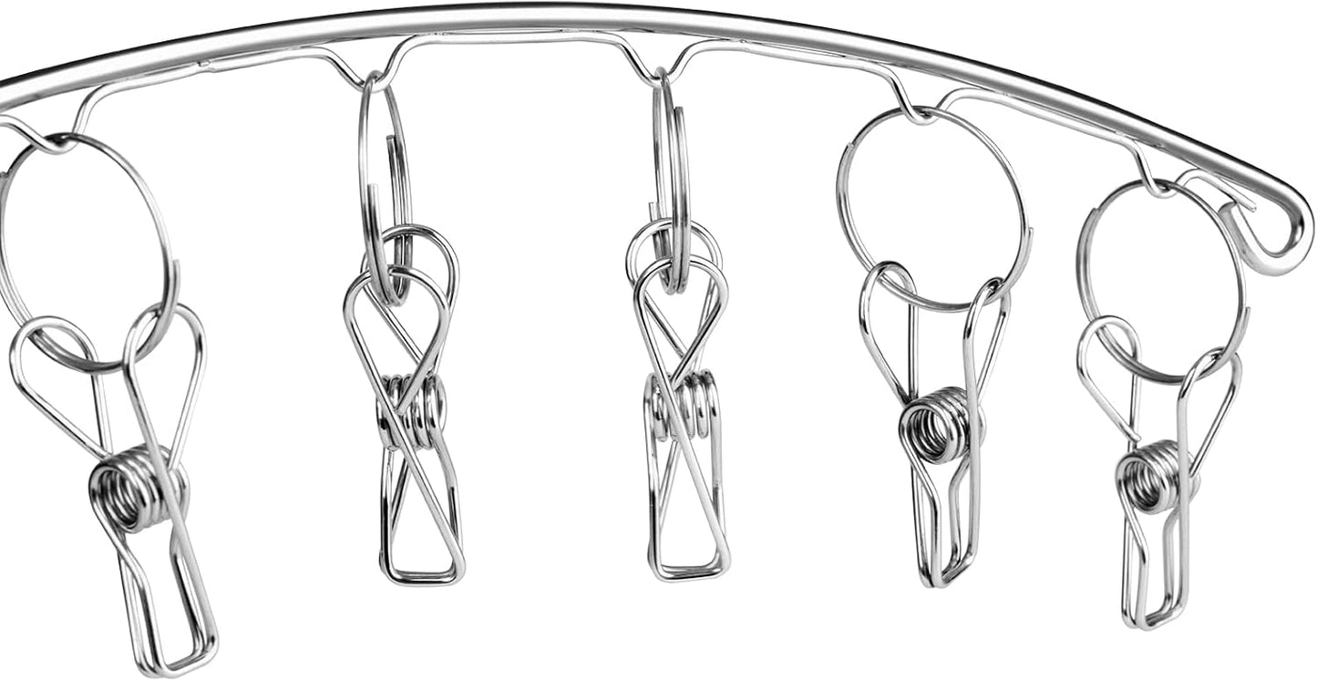 Toplife Clothes Hanger with 10 Clips, Stainless Steel, Windproof, for Drying Socks, Bras, Underwears, Baby Clothes, Hats, Scarfs, Towels, Pants and Gloves, Set of 4 (Outdoors)