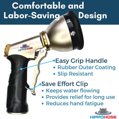 Heavy Duty Metal Garden Hose Sprayer Nozzle (9 Spray Pattern) - 3/4" Standard Fit - NO Leak - Rust Proof - Sprayer Nozzle for Outdoor Garden Hose - 9 Adjustable Pattern Sprinkler Head