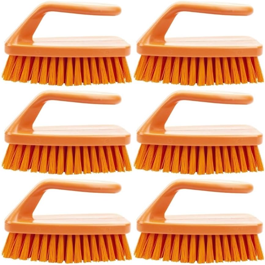 SPARTA Heavy Duty Scrub Brush, Hand Brush with Iron Shape Handle Design for Scrubbing Kitchen Pots and Pans or Bathroom Sink and Shower, 6 Inches, Black, Twin