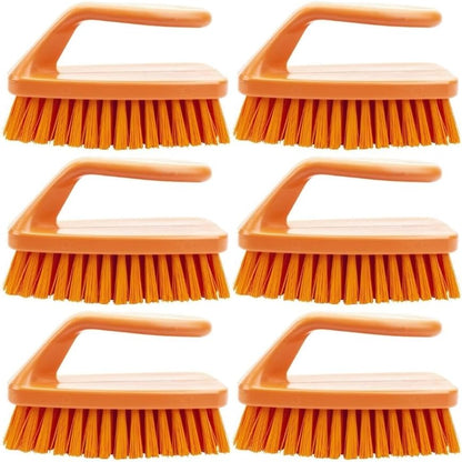 SPARTA Heavy Duty Scrub Brush, Hand Brush with Iron Shape Handle Design for Scrubbing Kitchen Pots and Pans or Bathroom Sink and Shower, 6 Inches, Black, Twin