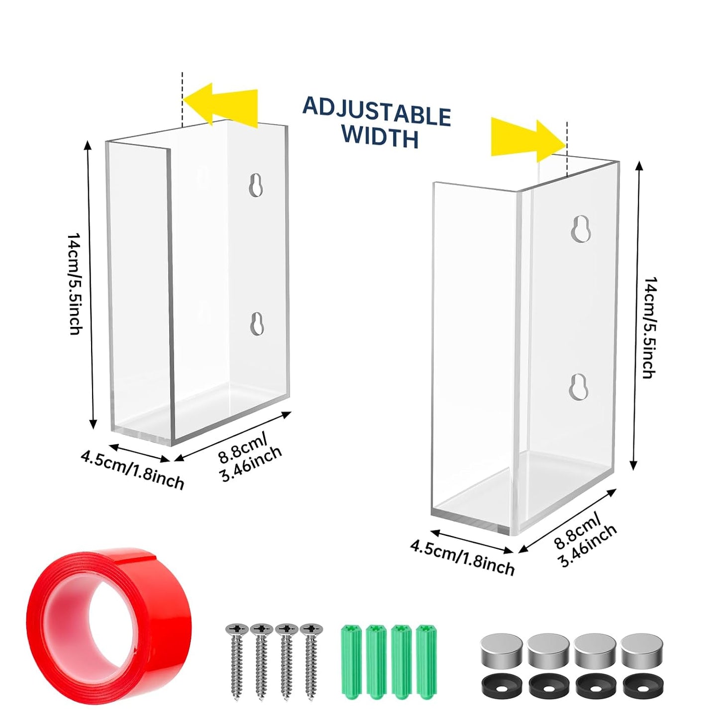 NiHome 2-Tier Clear Acrylic Glove & Tissue Box Holder Dispenser, Wall Mount | Space-Saving Glove Box Dispenser, Adjustable Organizer for Tissues, Baby Wipes, Adhesive or Screw Mount for Kitchen, Bathroom
