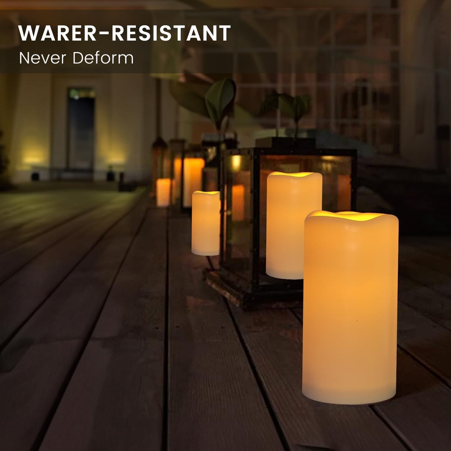 Flameless Flickering Battery Operated Candles D2.2''*H4 5" 6" 7" 8" 9" Set of 9 Ivory Real Wax Pillar LED Candles with 10-Key Remote and Cycling 24 Hours Timer (Ivory)