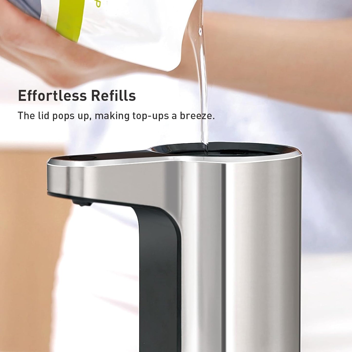 EKO Aroma 9 fl oz Automatic Liquid Soap Dispenser, Rechargeable & Water-Resistant Soap Dispenser for Kitchen and Bathroom with Adjustable Volume Control (Matte Black Steel)