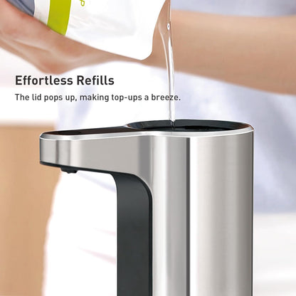 EKO Aroma 9 fl oz Automatic Liquid Soap Dispenser, Rechargeable & Water-Resistant Soap Dispenser for Kitchen and Bathroom with Adjustable Volume Control (Matte Black Steel)