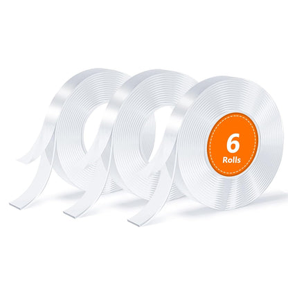 3 Rolls Double Sided Tape, Nano Tape, Transparent Adhesive Tape, Traceless Adhesive Tape, Removable, Washable, Reusable, Suitable for Carpets, Photo Walls, 9.85 Feet Per Roll