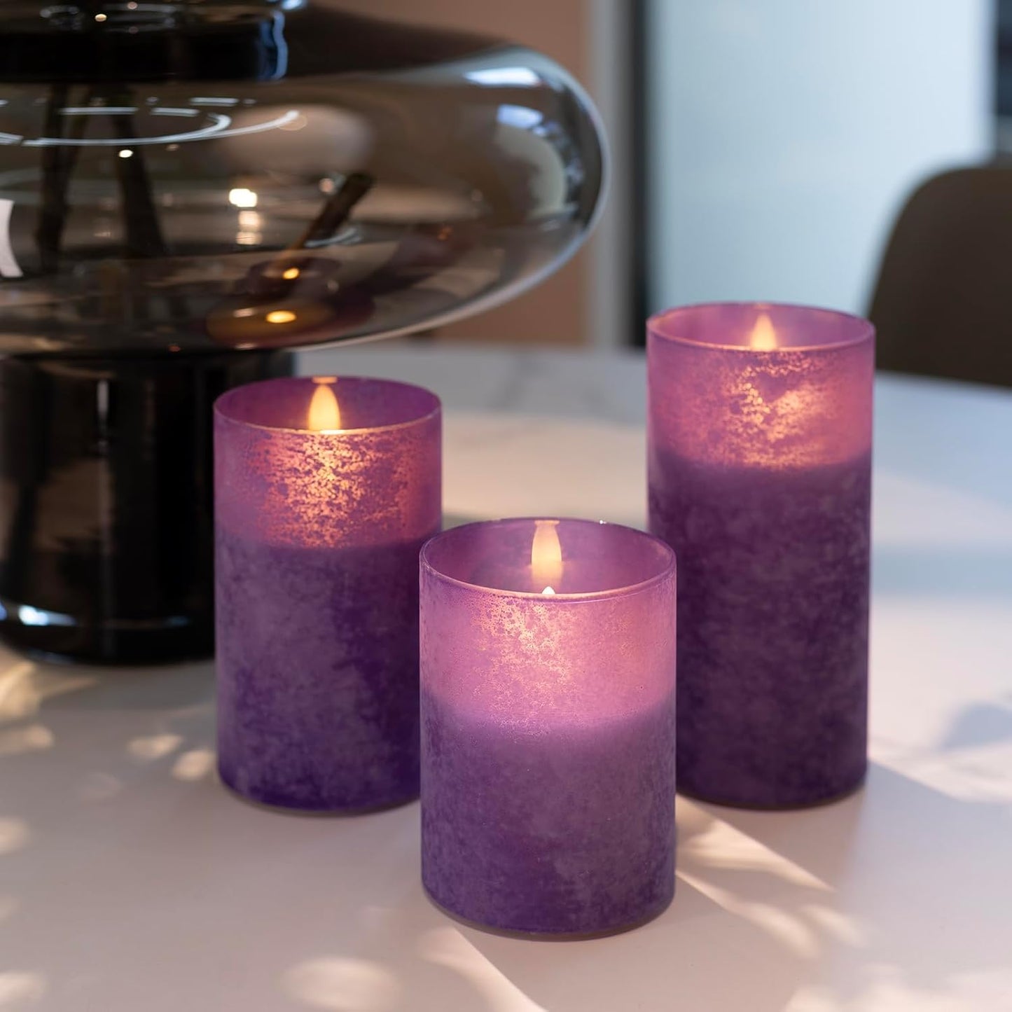 ANGELLOONG Flickering Flameless Candles, Realistic Battery Operated Candles with Remote and Timer, Set of 3 LED Candles for Room Fall Home Wedding Decor Centerpieces Table Party Valentines Decorations